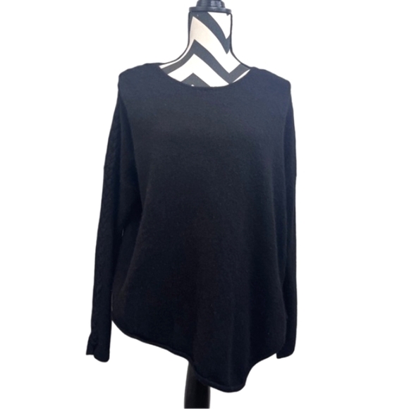 Neiman Marcus 100% Cashmere Asymmetric Oversized Sz S Braided Sleeve Sweater - Picture 4 of 13